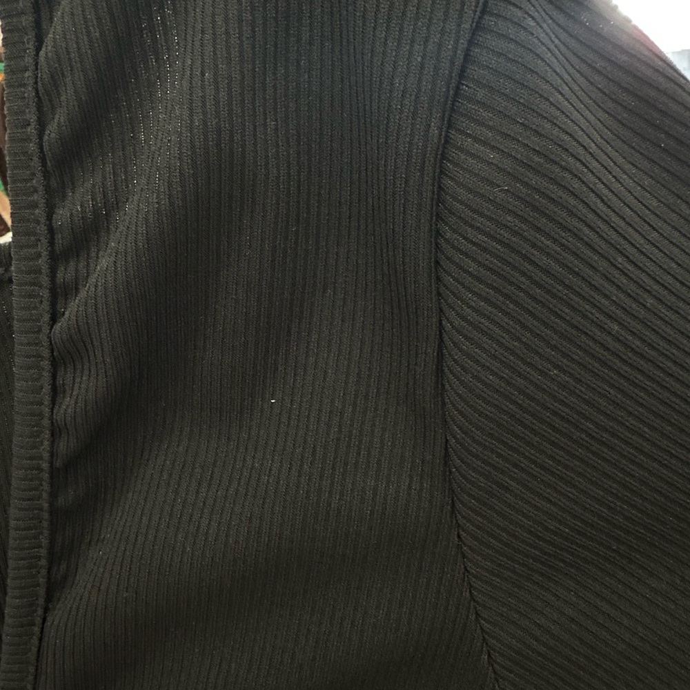 (50896-BLK) LONG FITTED RIBBED DRESS WITH BACK TIE AND  SIDE SLIT - Picture 5 of 5